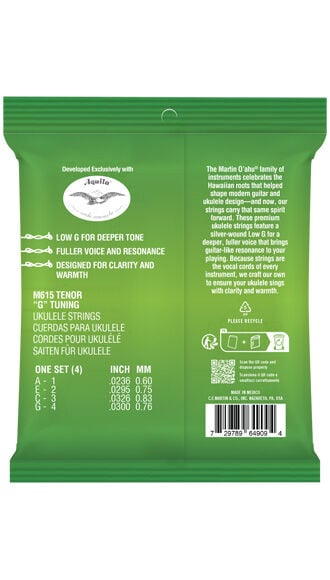 Martin O'ahu&reg; Ukulele Premium Polygut&reg; Strings - Tenor (Low G)